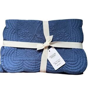 Williams Sonoma Vine Floral Boutis Blue Placemats Set of 4 New Cotton Scalloped